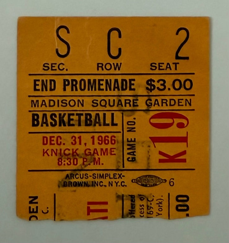 1966 New York Knicks at Madison Square Garden versus Cincinnati Royals, December 31, 1966