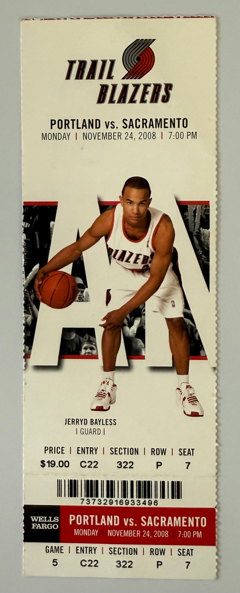 2008 Portland Trailblazers versus Sacramento, November 24, 2008