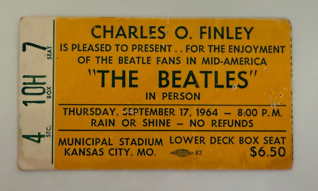 1964 Charles O. Finley Presents the Beatles in Concert - 9/17/1964 - Kansas City, MO, Autographed by Charles O. Finley on reverse.  Not obtained in person
