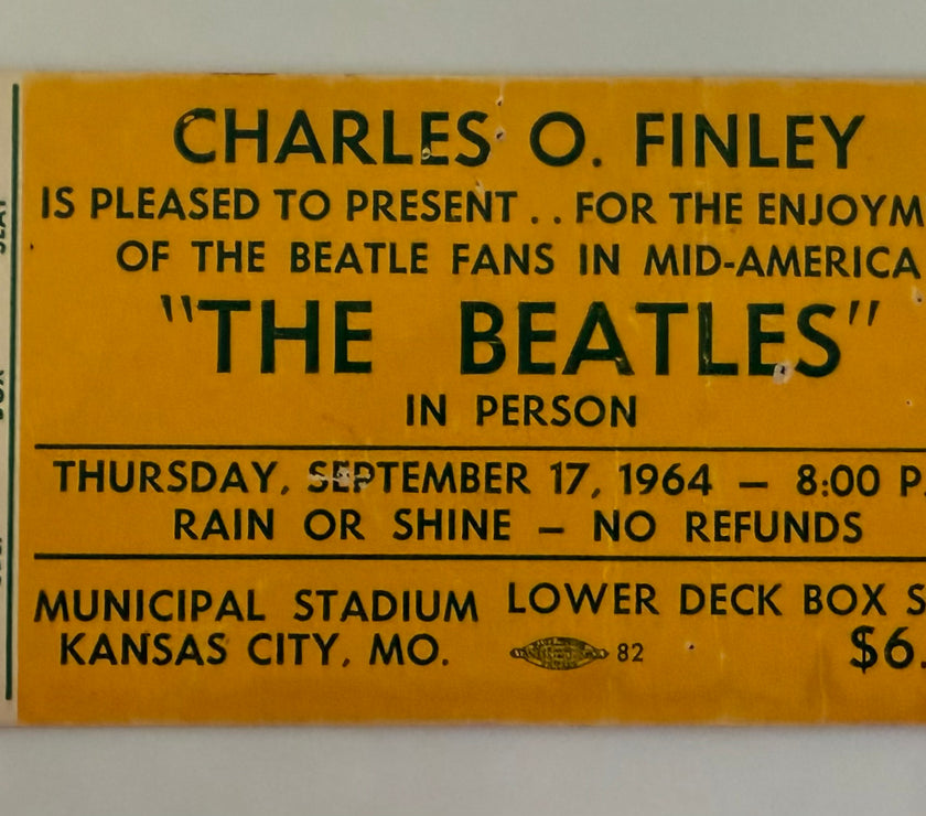 1964 Charles O. Finley Presents the Beatles in Concert - 9/17/1964 - Kansas City, MO, Autographed by Charles O. Finley on reverse.  Not obtained in person
