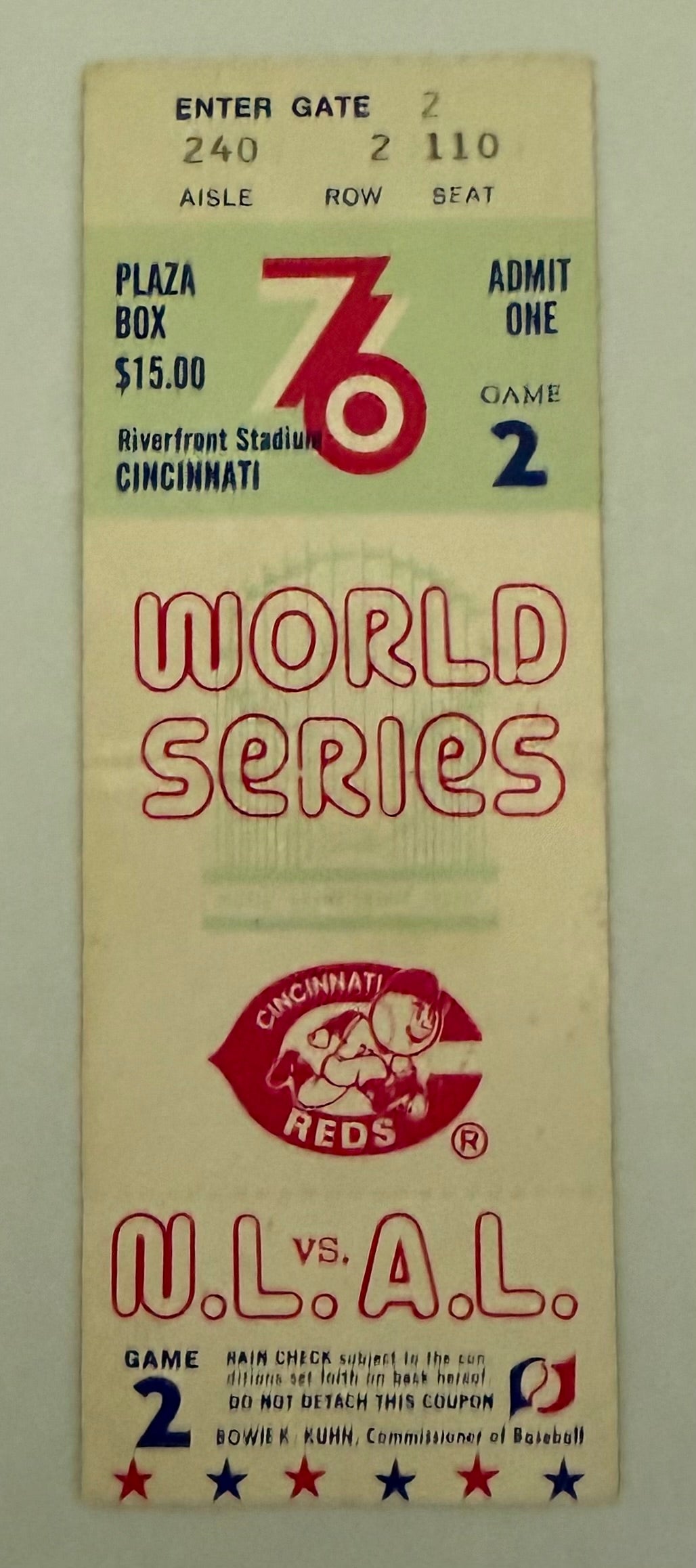 1976 World Series Game 2 Between Cincinnati Reds and New York Yankees at Riverfront Stadium