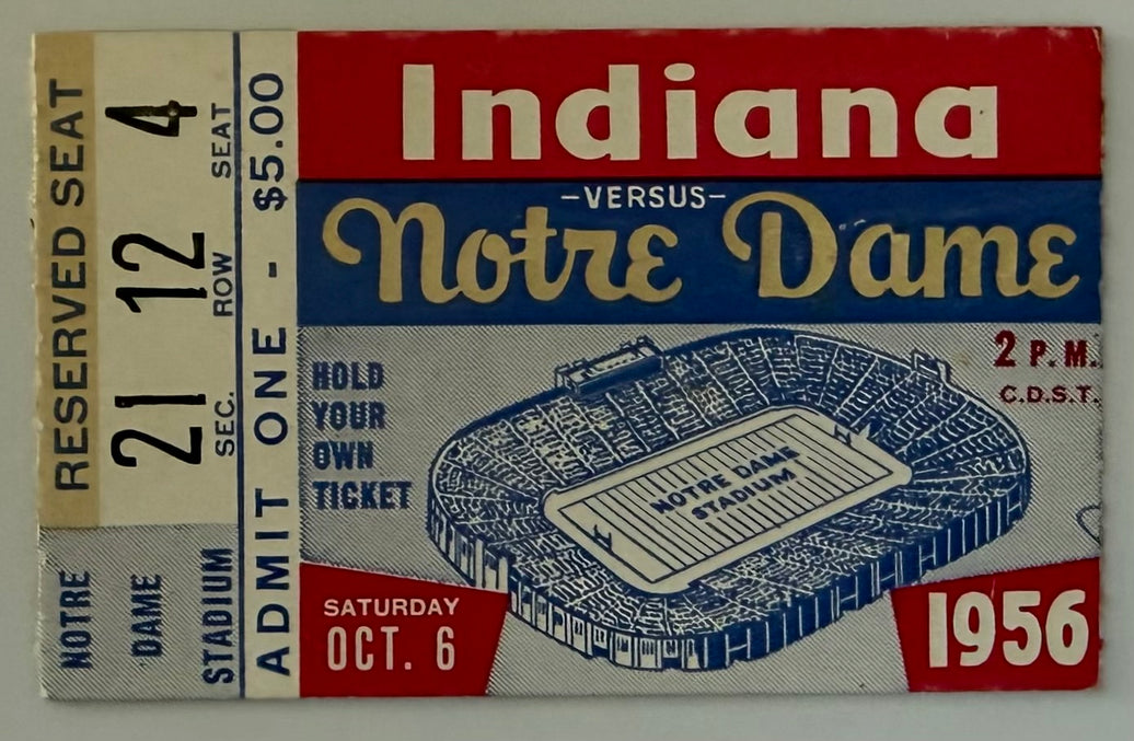 October 6, 1956, Notre Dame Stadium, Indiana versus Notre Dame