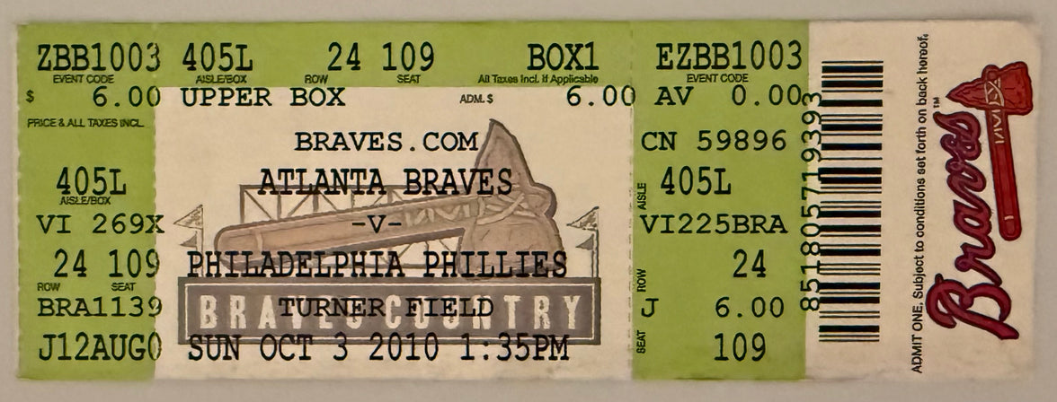 October 3, 2010, Final Game for Braves Manager Bobby Cox and Billy Wagner