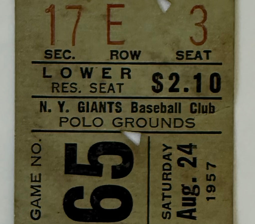 1957 - New York Giants at Polo Grounds vs Chicago Cubs, 8/24/57, Ernie Banks Home Run