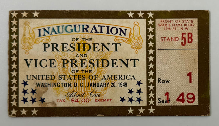 1949 Stub to the Inauguration of Harry Truman