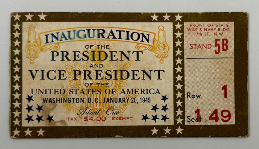 1949 Stub to the Inauguration of Harry Truman
