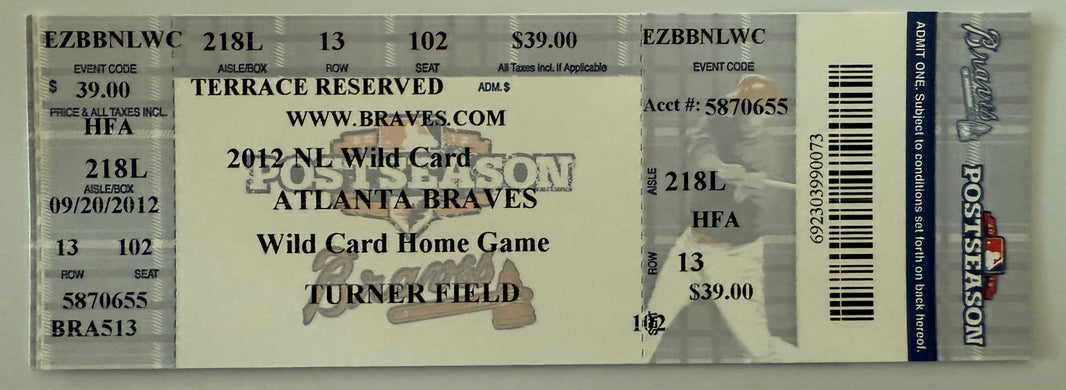 10/5/2012 Chipper Jones Final Career Game-Atlanta Braves