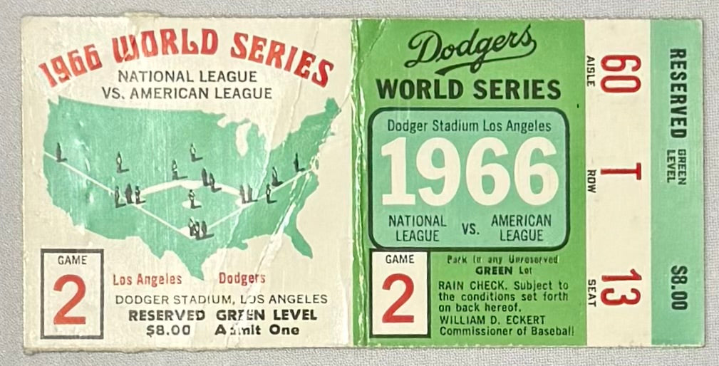 1966 World Series, Game 2, Sandy Koufax Last Game, Creases