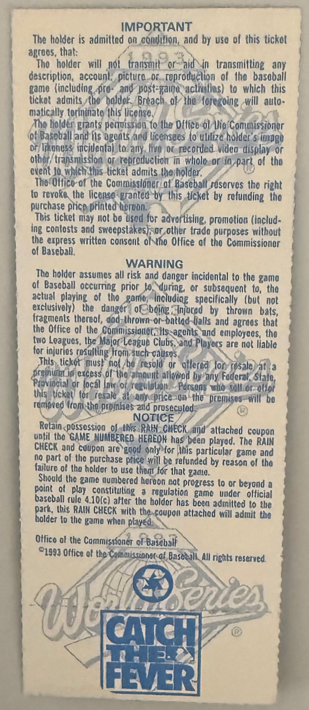 October 20, 1993, World Series Game Four, Blue Jays 15 - Phillies 14, Curt Schilling Autograph