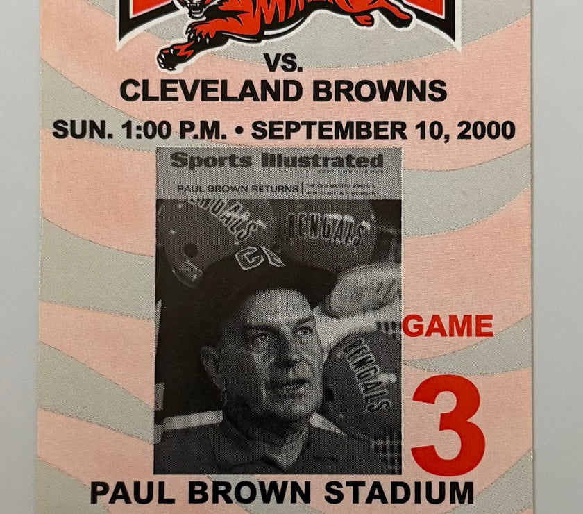 2000 Cincinnati Bengals First Regular Season Opening Game at Paul Brown Stadium, Ticket Labeled Inaugural Game, September 10, 2000