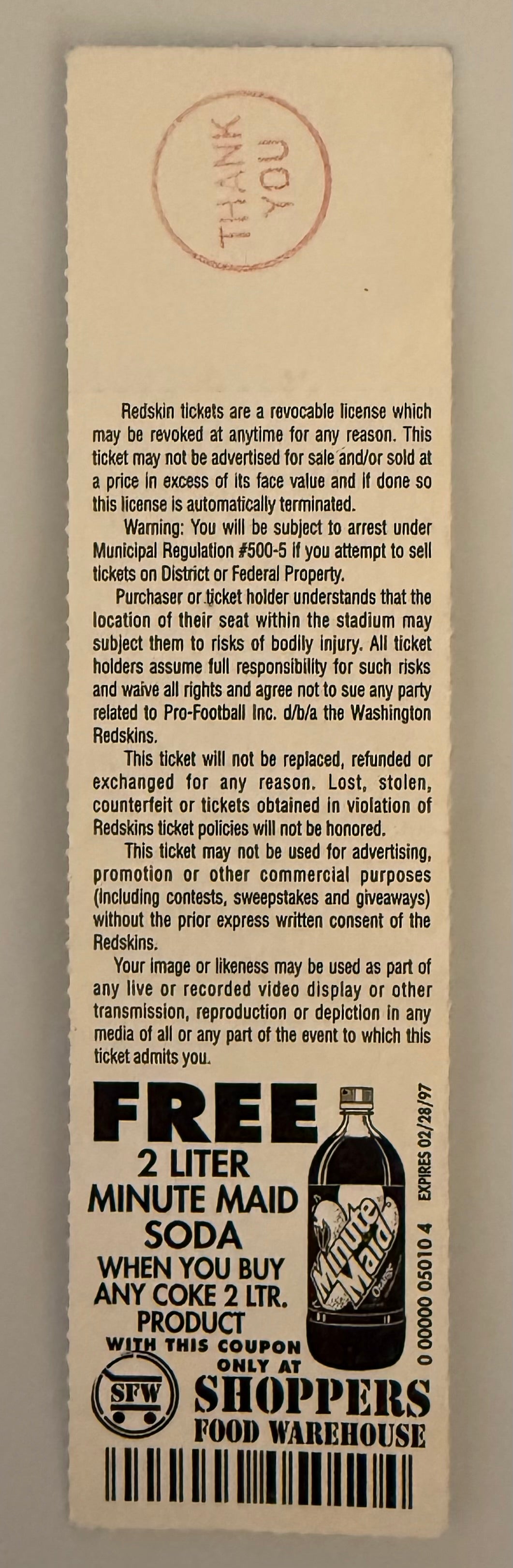 1996 Last Game at RFK Stadium Redskins versus Cowboys, 12/22/96