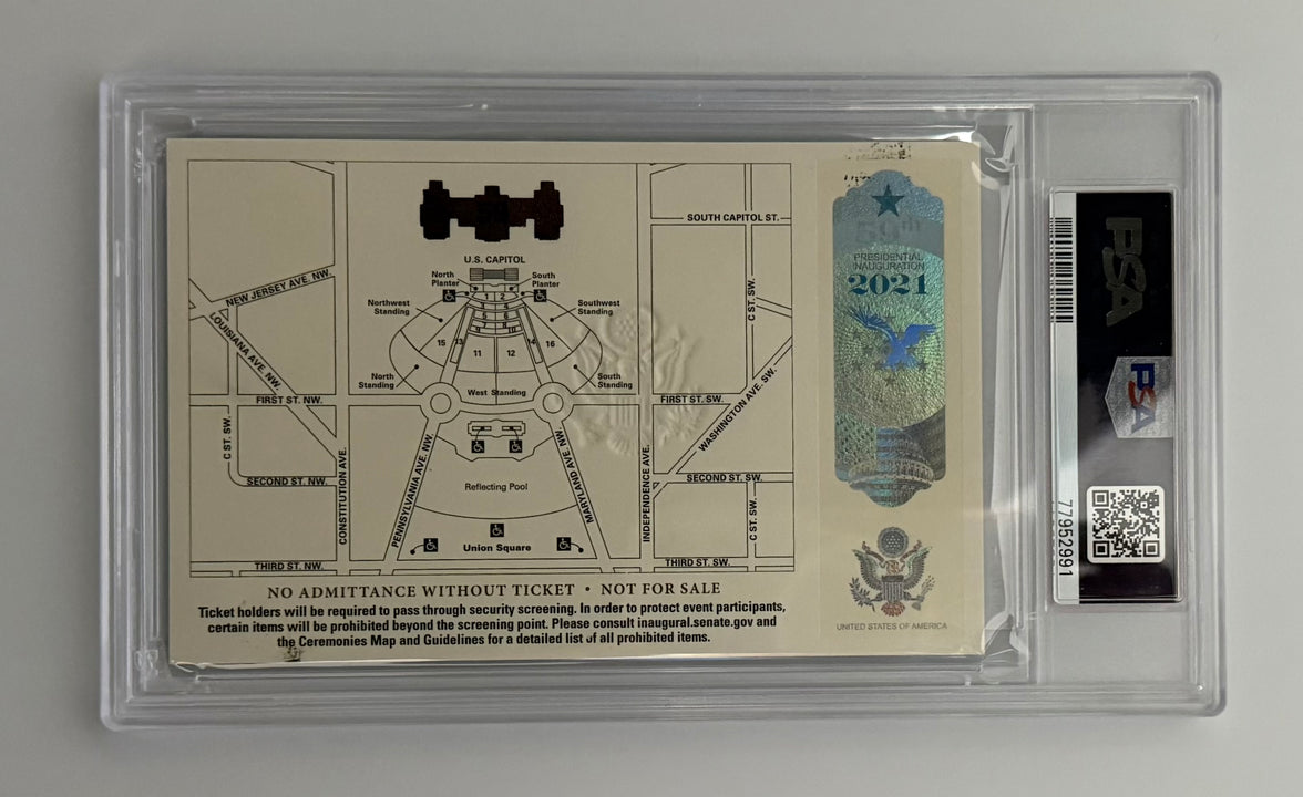2021 PSA Authenticated Inaugural Ceremony Ticket on the Presidential Platform, Joe Biden, January 20, 2021