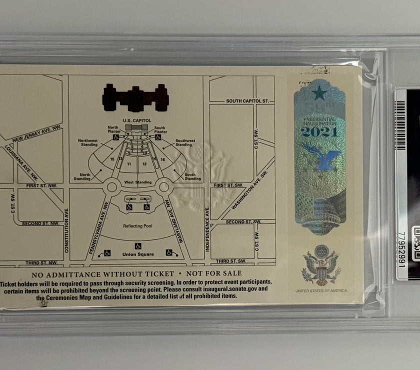 2021 PSA Authenticated Inaugural Ceremony Ticket on the Presidential Platform, Joe Biden, January 20, 2021
