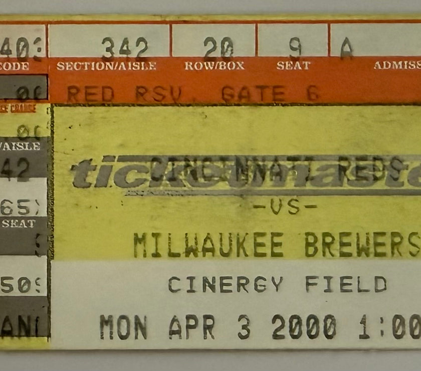 2000 Reds versus Brewers Game Ends in a Tie, Ken Griffey Junior‘s First Game as a Red, 4/3/2000