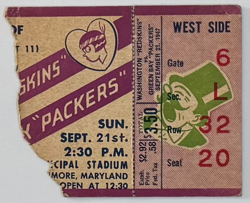 September 21, 1947, NFL Green Bay Packers versus Washington Redskins