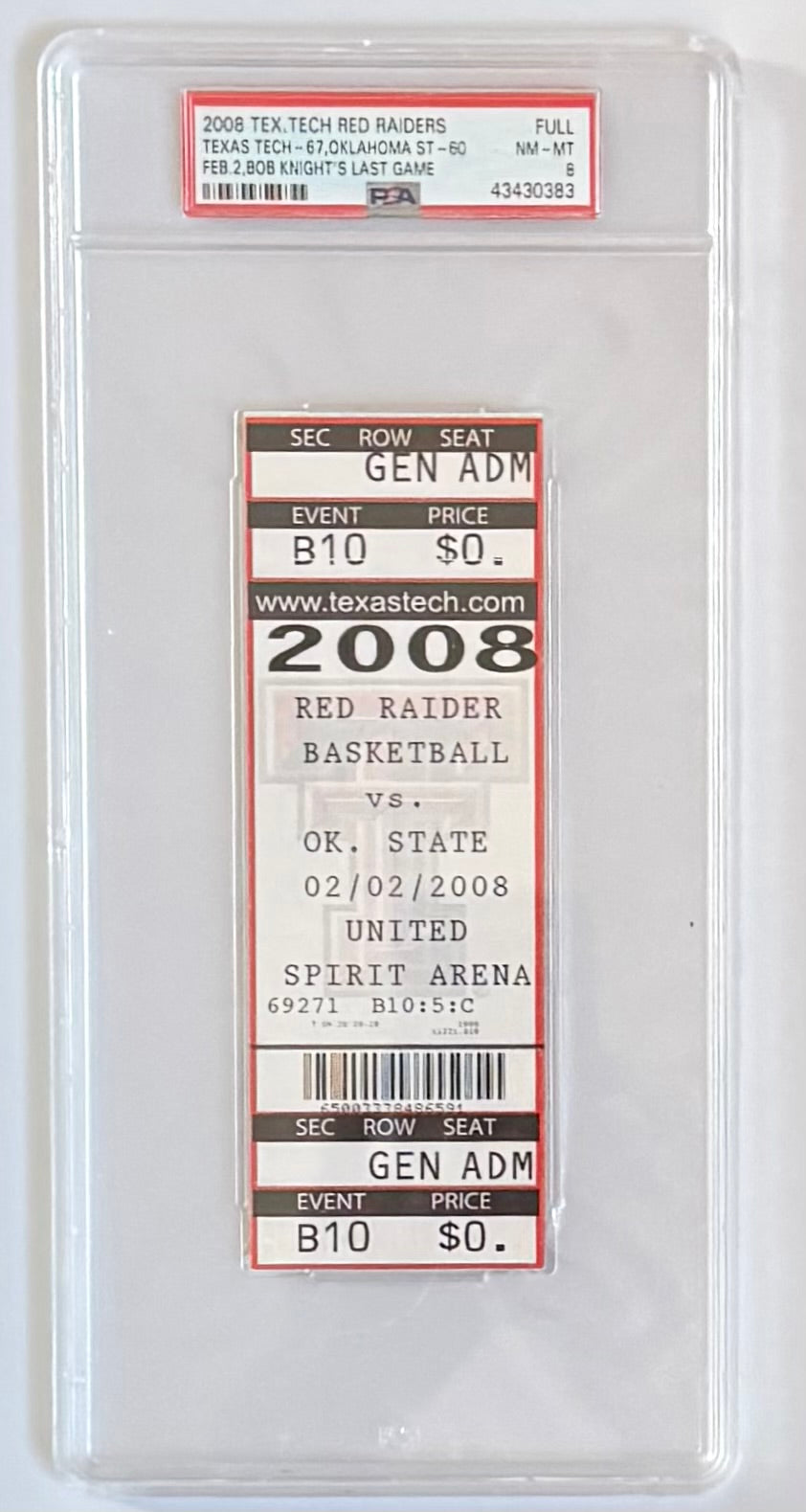 February 2, 2008, Bobby Knight Last Game Coached