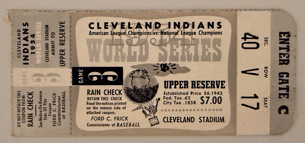 1954 Game 3 1954 World Series The New York Giants Sweep the Cleveland Indians  4 Games to 0 in the 1954 World Series