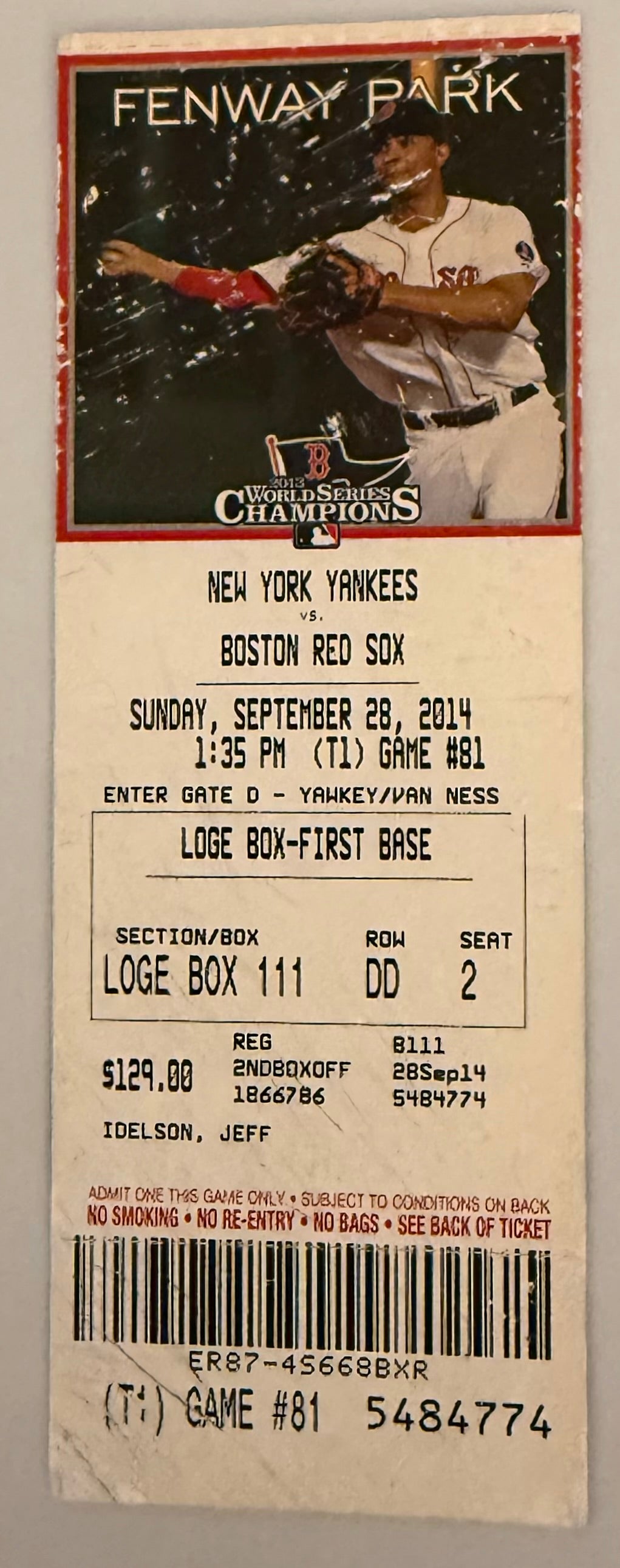 September 28, 2014, Derek Jeter's Last Game, MK