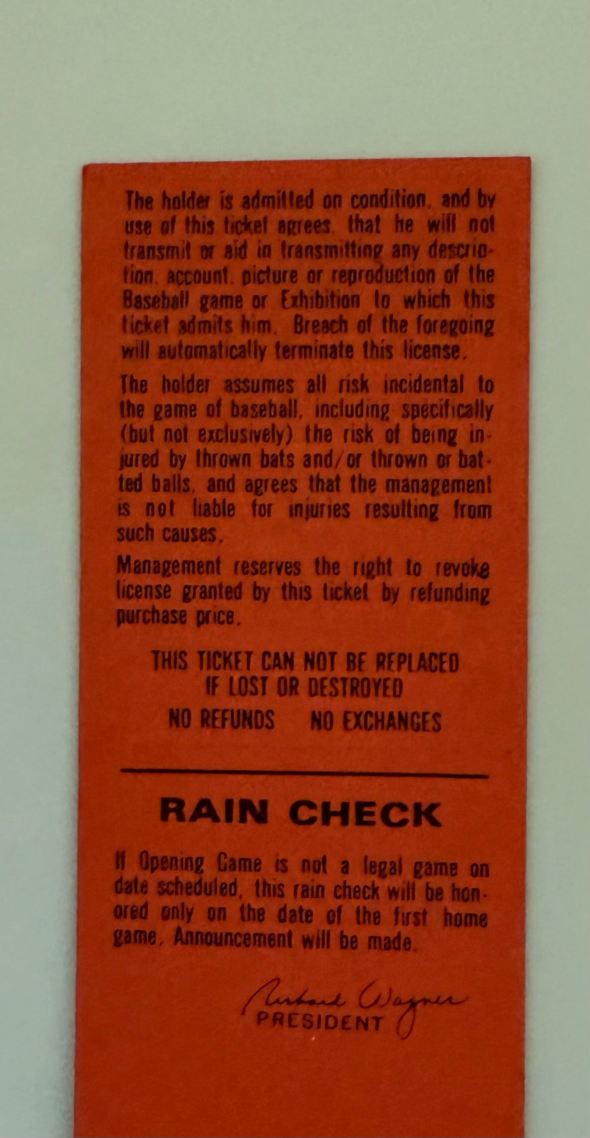 1979 Cincinnati Reds Opening Day Game, Writing on Front