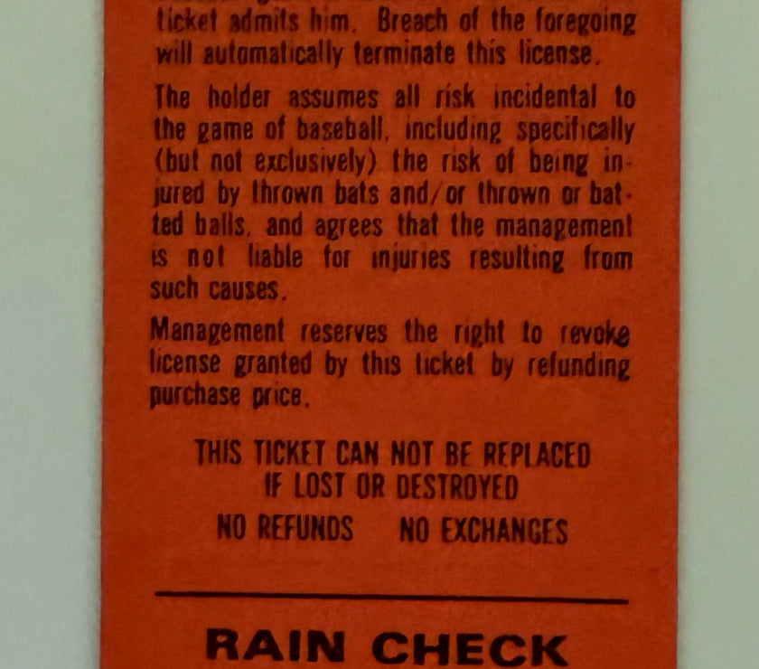 1979 Cincinnati Reds Opening Day Game, Writing on Front