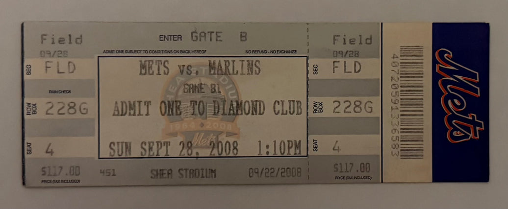 2008 Last Game Played at Shea Stadium, September 28, 2008