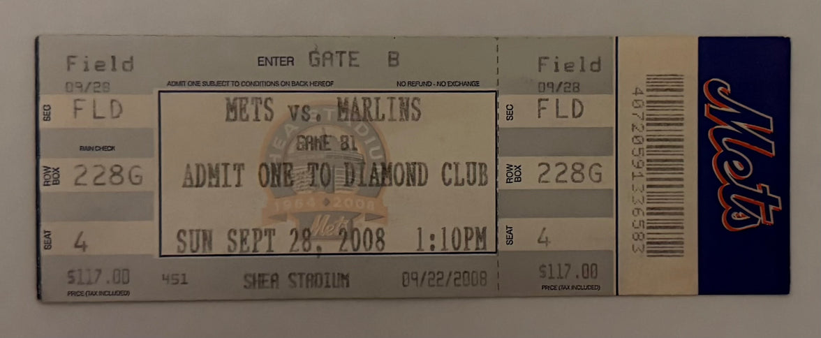 2008 Last Game Played at Shea Stadium, September 28, 2008