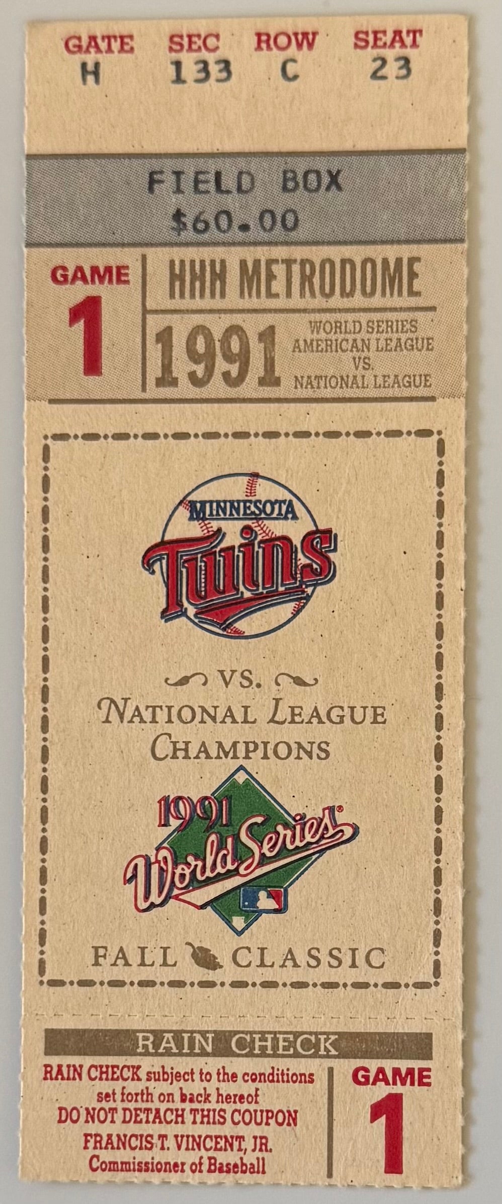 1991 World Series Game One, Atlanta Braves First Ever World Series Game