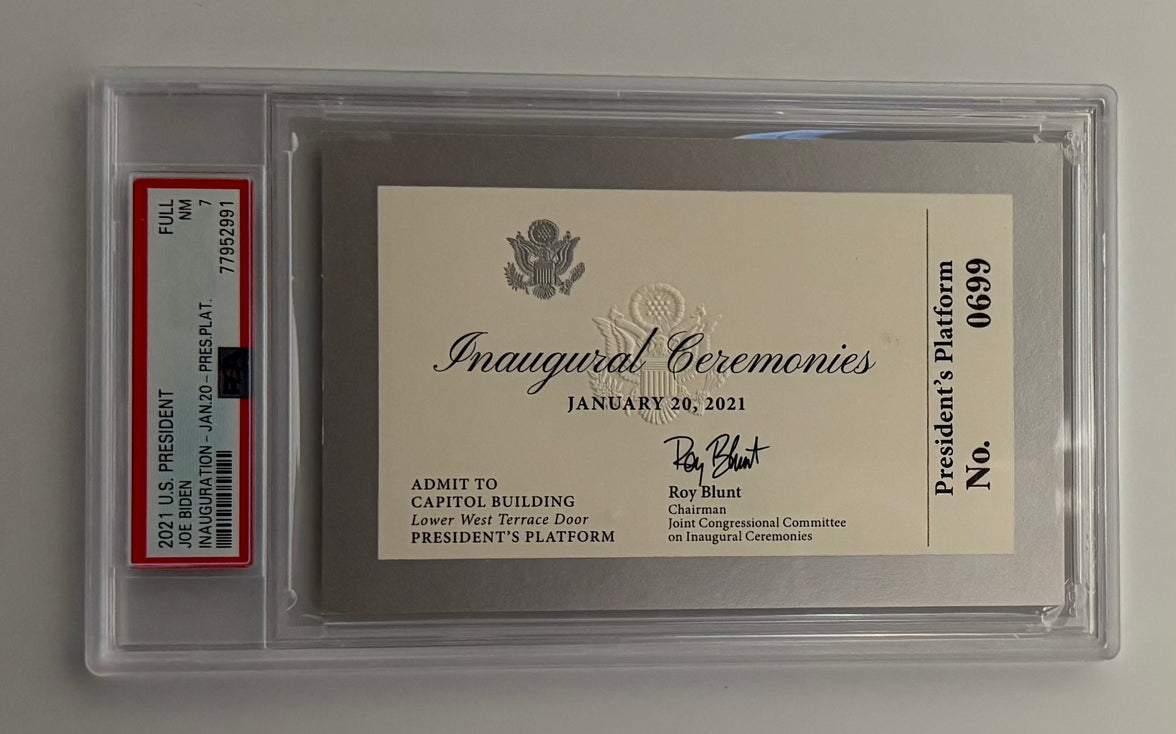 2021 PSA Authenticated Inaugural Ceremony Ticket on the Presidential Platform, Joe Biden, January 20, 2021
