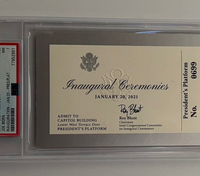 2021 PSA Authenticated Inaugural Ceremony Ticket on the Presidential Platform, Joe Biden, January 20, 2021