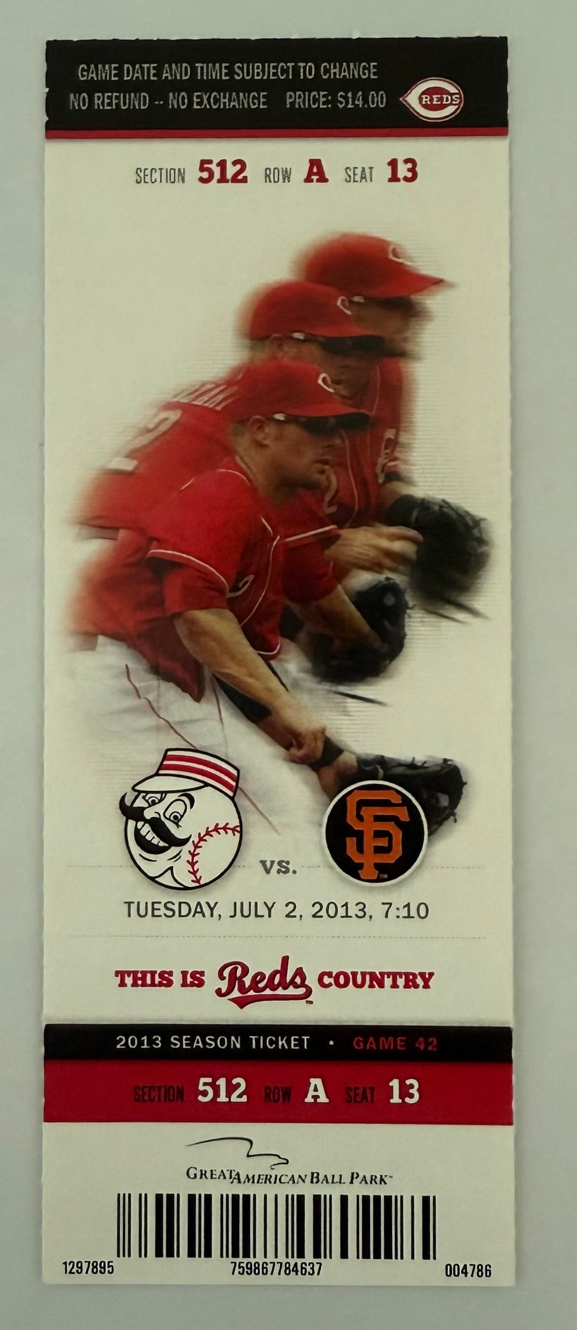 2013 Homer Bailey Pitches No Hitter for the  Cincinnati Reds versus the San Francisco Giants July 2, 2013