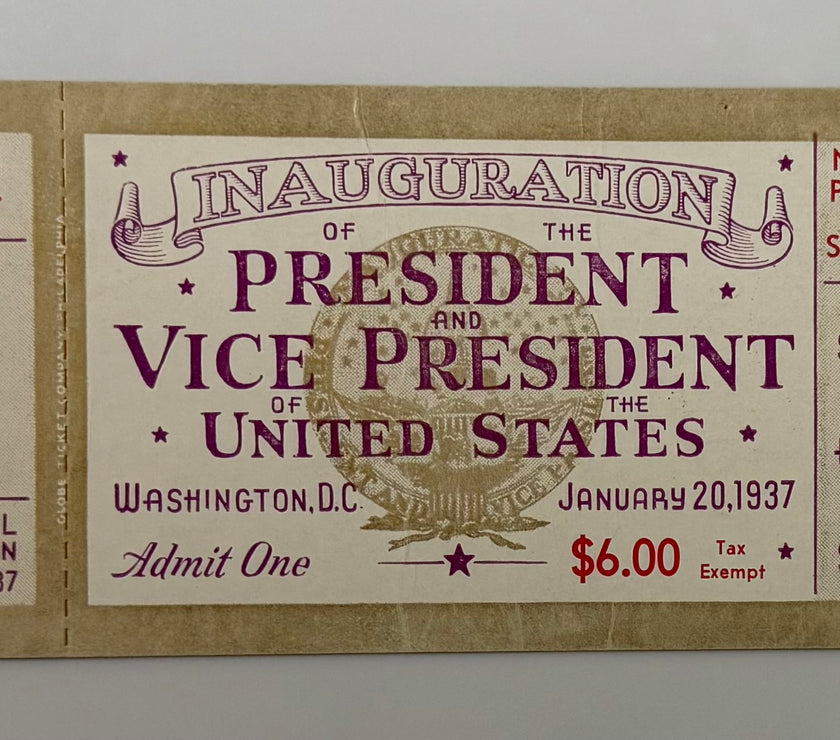 1937 Ticket to the Second Inauguration of Franklin Roosevelt and John Nance Garner, January 20, 1937