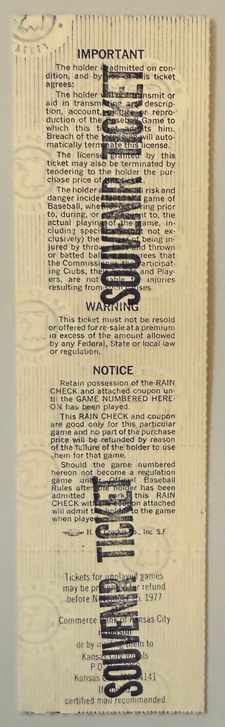 1977 World Series Phantom, Game 7, Kansas City Royals