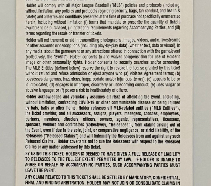 2021 Souvenir Ticket to  First Field of Dreams Game New York Yankees versus Chicago White Sox August 12, 2021