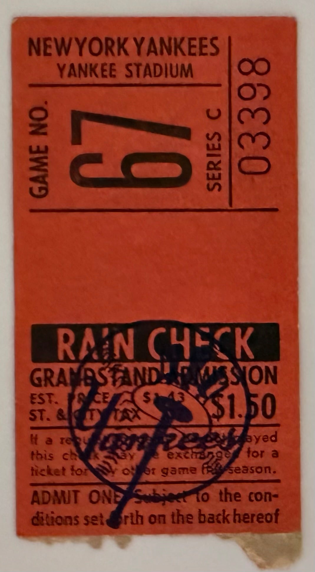 August 11, 1968, Yankees versus Minnesota, Tony Oliva HR 107