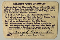 1944 Membership Card, Cincinnati Reds Knothole Club