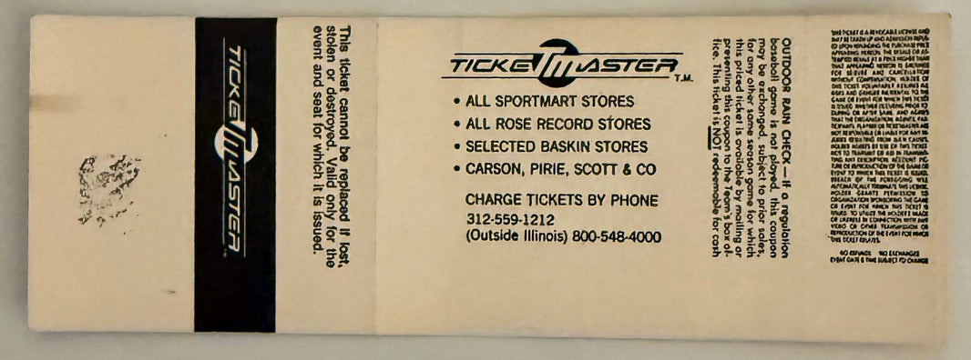 September 8, 1985, Pete Rose Ties Ty Cobb Hit Record 4191, Full Ticket--$395