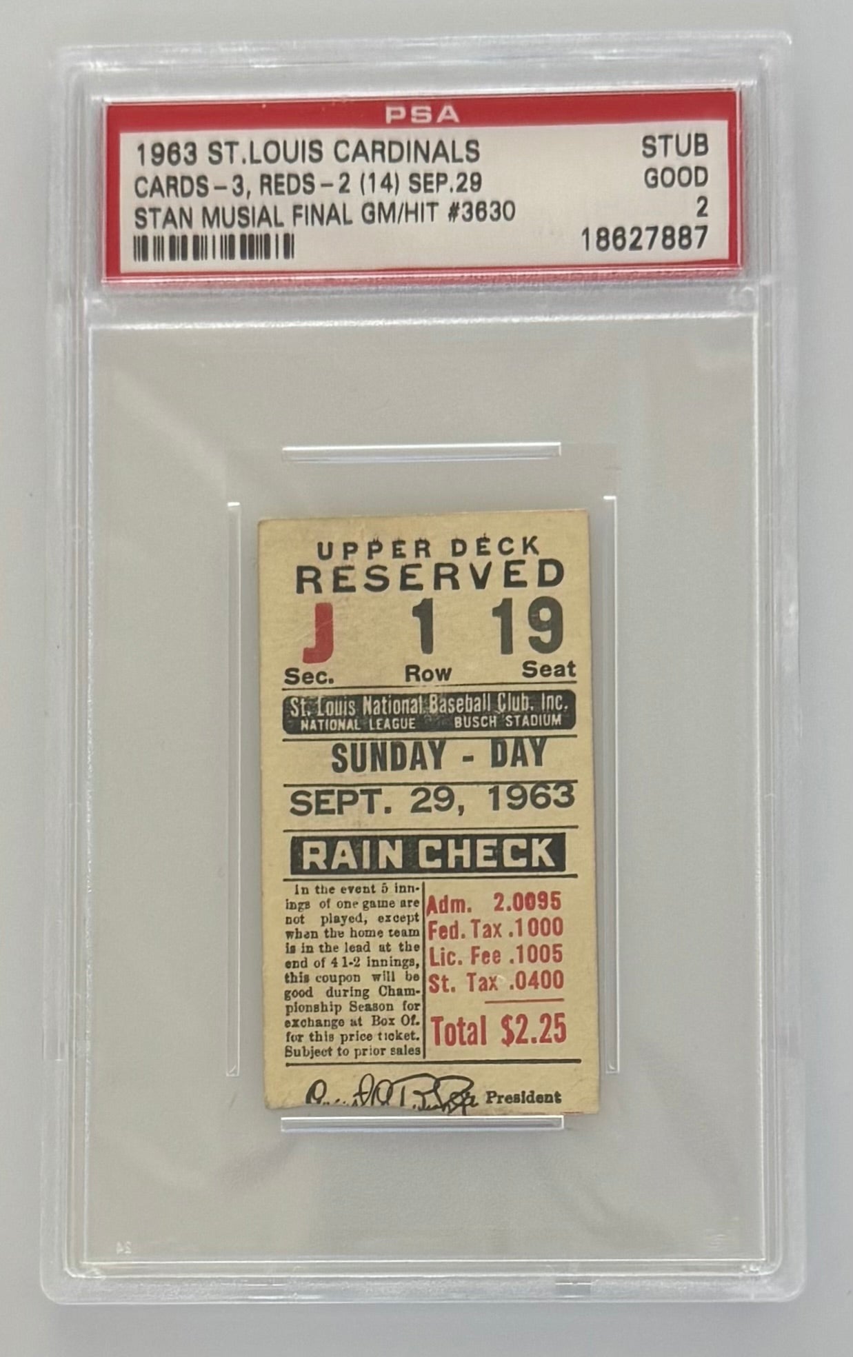 9/29/1963 Final Game Stan Musial, St. Louis Cardinals