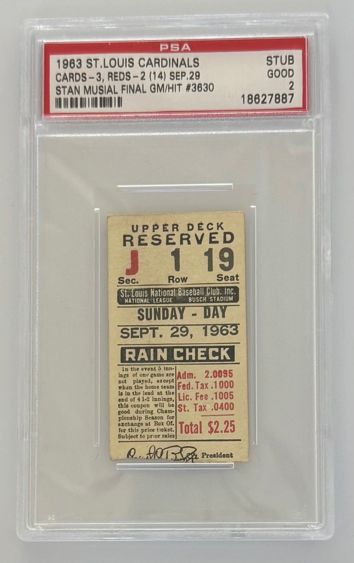 9/29/1963 Final Game Stan Musial, St. Louis Cardinals