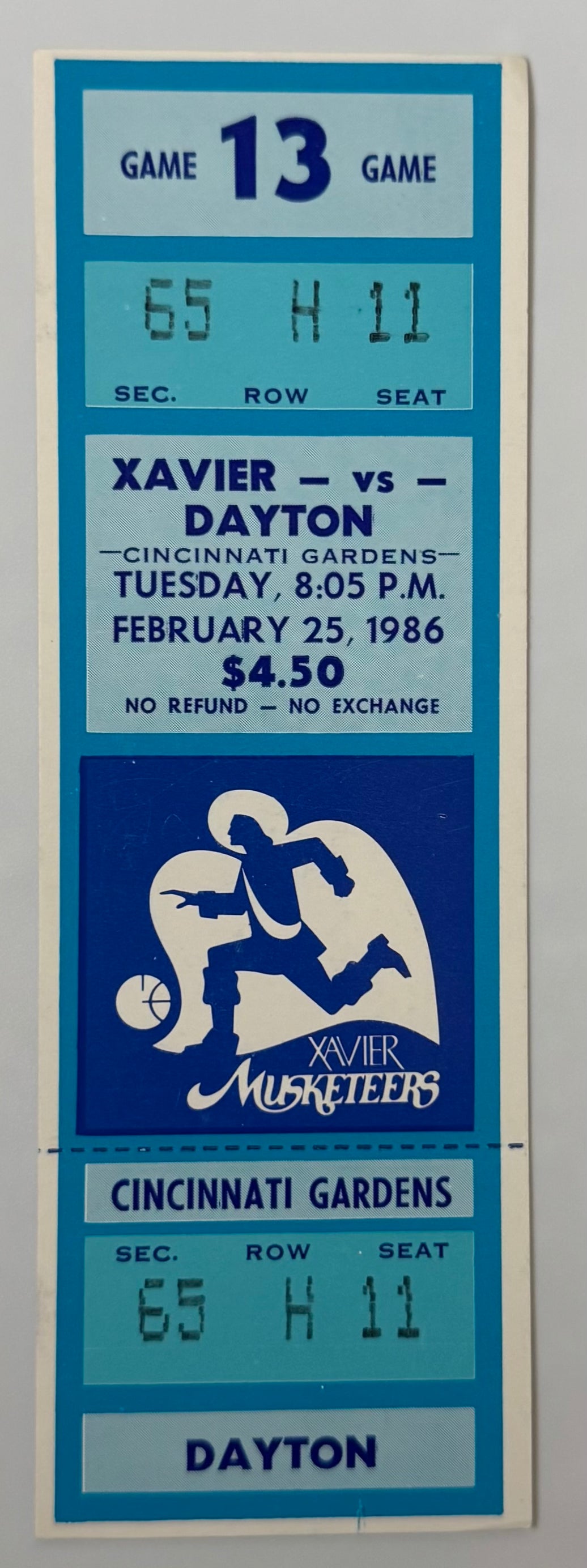 1986 Xavier Musketeers versus Dayton Flyers at Cincinnati Gardens, February 25, 1986
