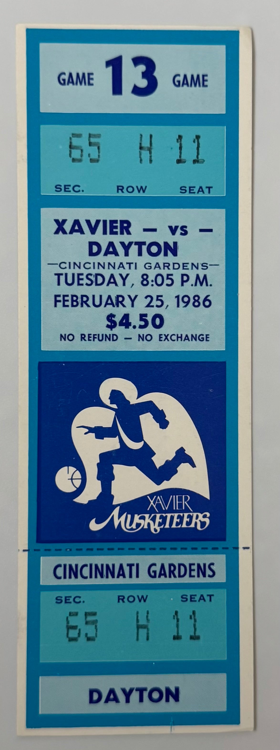 1986 Xavier Musketeers versus Dayton Flyers at Cincinnati Gardens, February 25, 1986