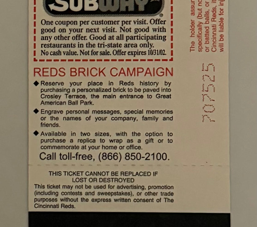 2002 Cincinnati Reds Final Game at  Riverfront Stadium/Cinergy Field, September 22, 2002