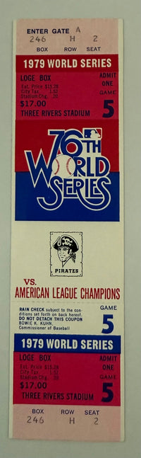 1979 Full Ticket Baltimore Orioles at Pittsburgh Pirates, World Series Game 5