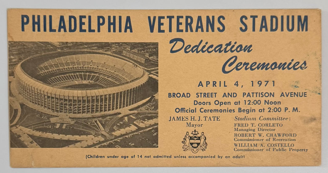 April 4, 1971, Veterans Stadium Dedication, Philadelphia