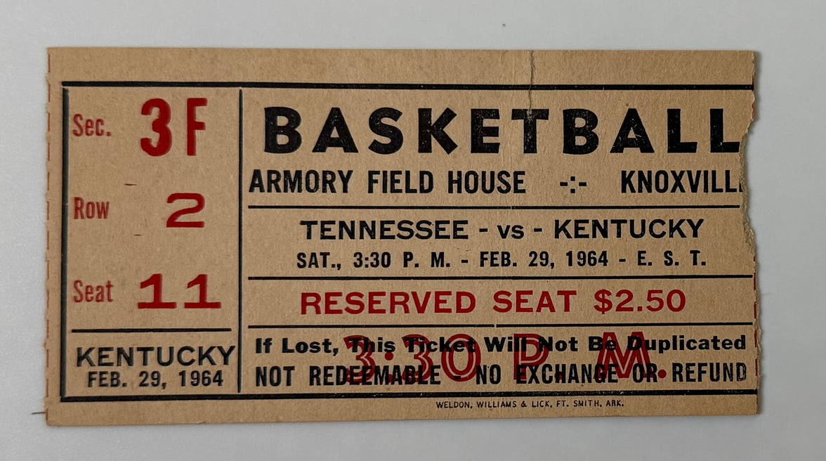 1964 University of Tennessee versus University of Kentucky,  February 29, 1964