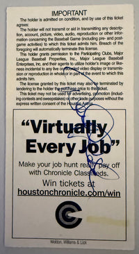 March 30, 2000, Astros First Ever Game at Enron Field, Signed On Back By Derek Jeter (NIP)