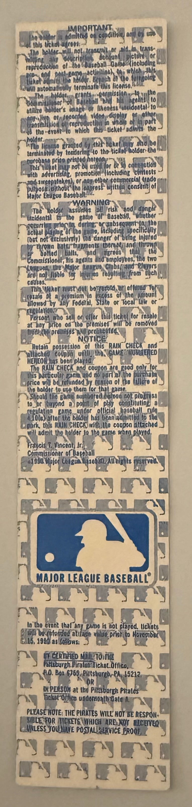 1990 NLCS Full Ticket, Game Three, Pittsburgh