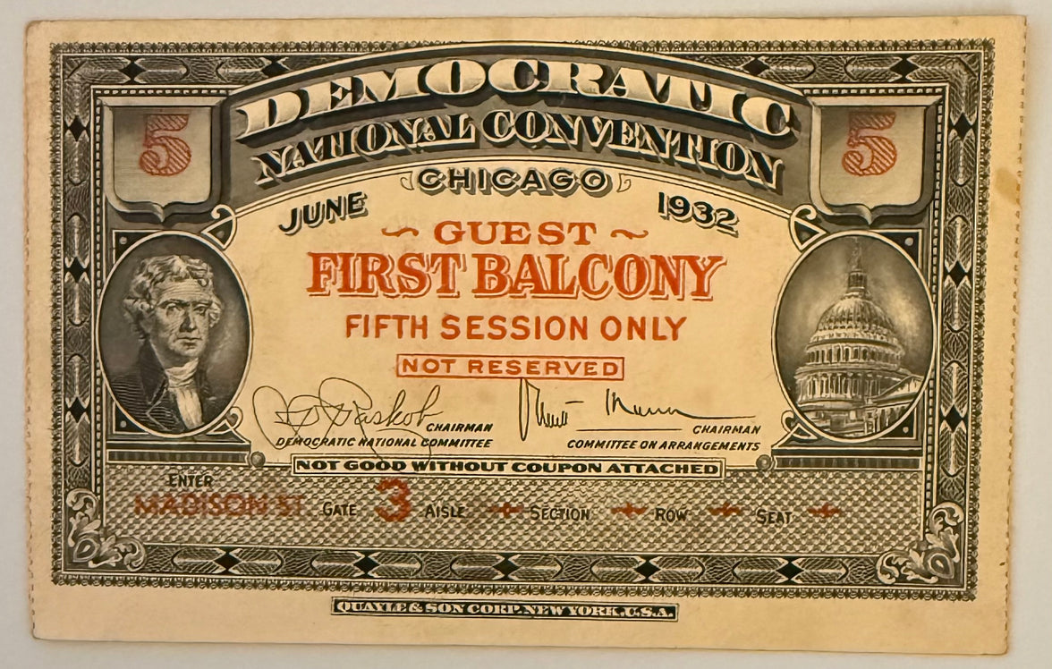 June 1932, Democratic National Convention, Franklin D Roosevelt First Presidential Campaign