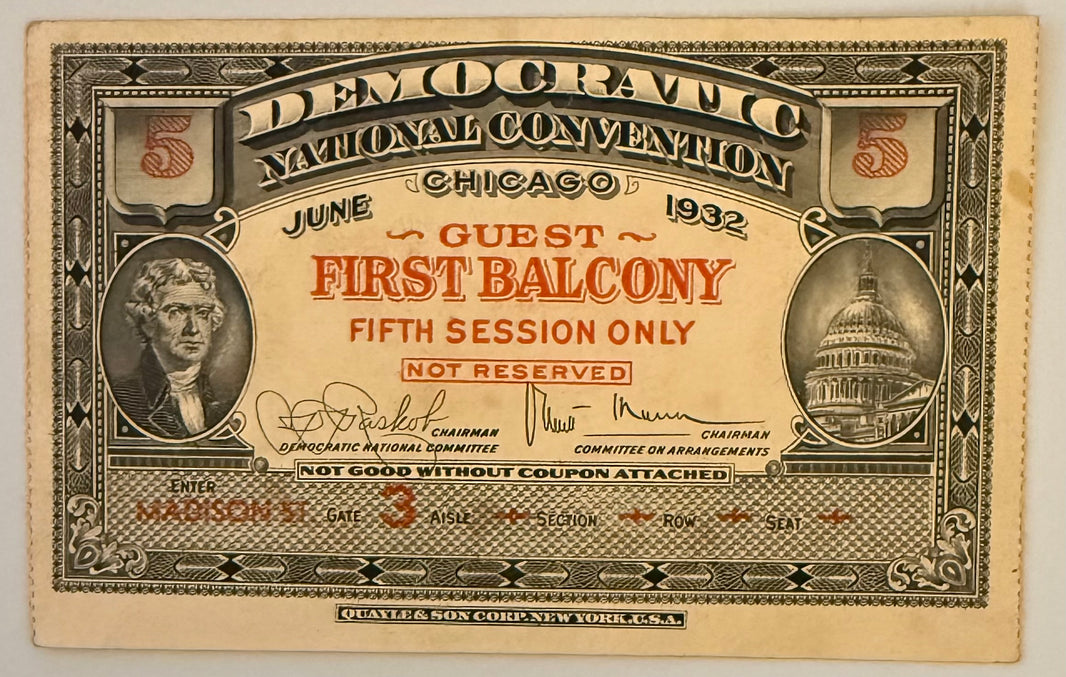 June 1932, Democratic National Convention, Franklin D Roosevelt First Presidential Campaign