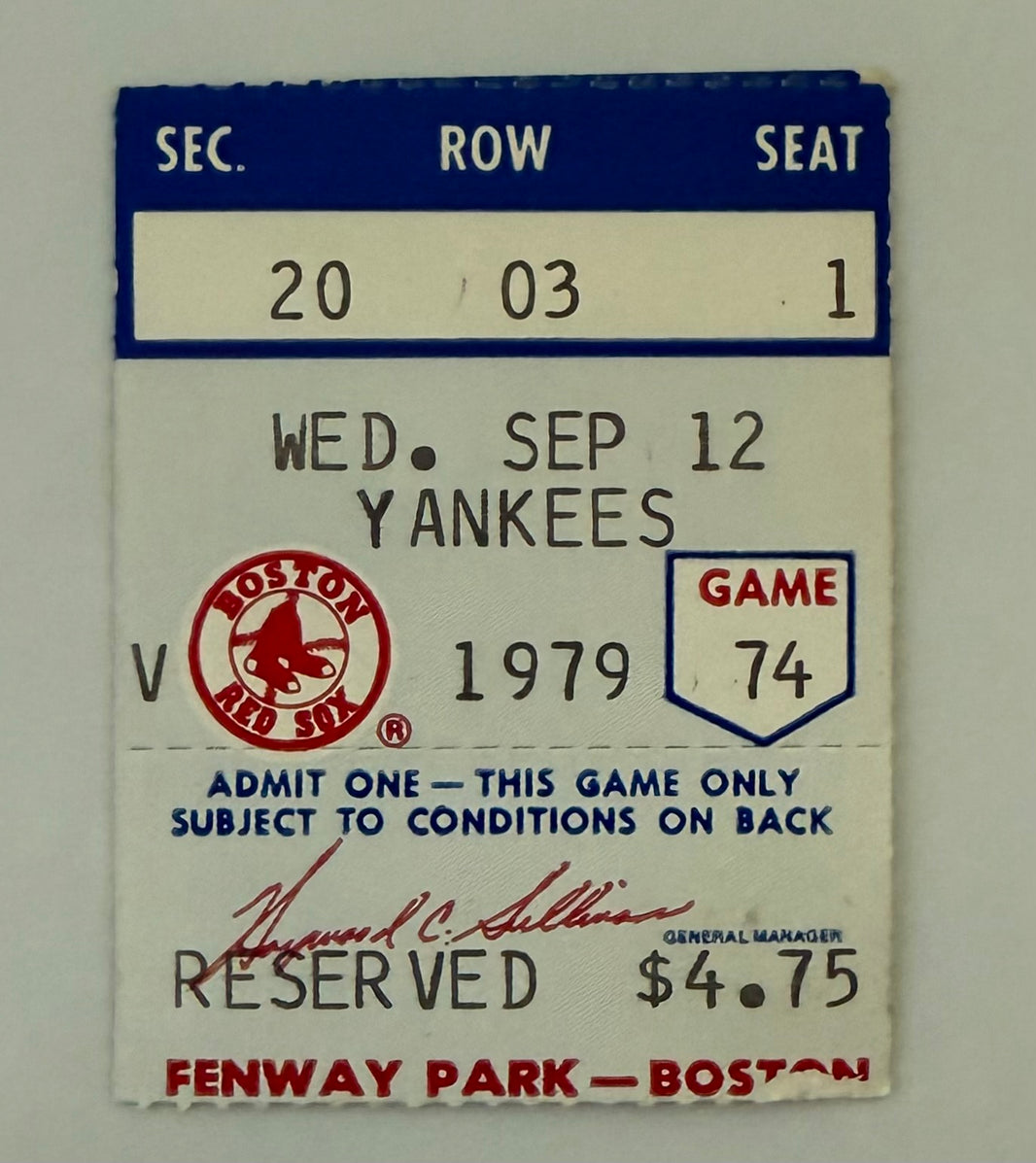 1979 Carl Yastrzemski 3000 Hit, 9/12/1979