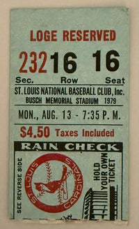 August 13, 1979, Lou Brock Achieves 3000th Hit, VG
